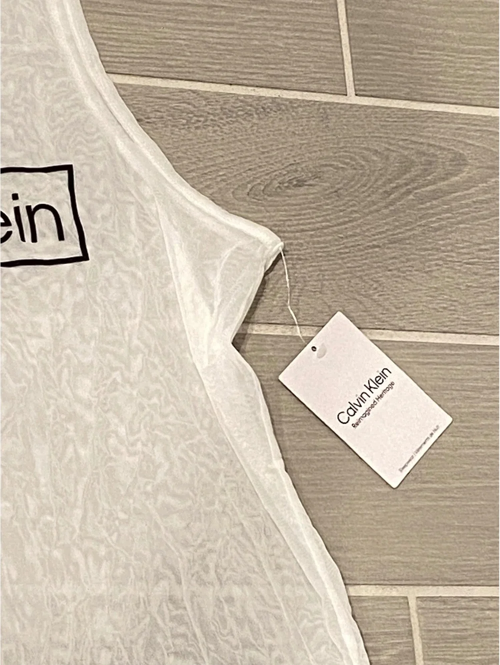 Calvin Klein White Sheer Mesh Sleeveless Sleepwear Top, Size M